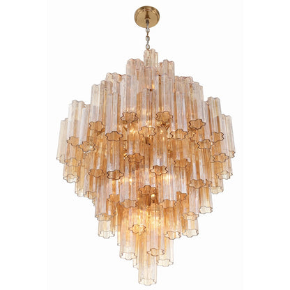 20 Light Chandelier, Aged Brass