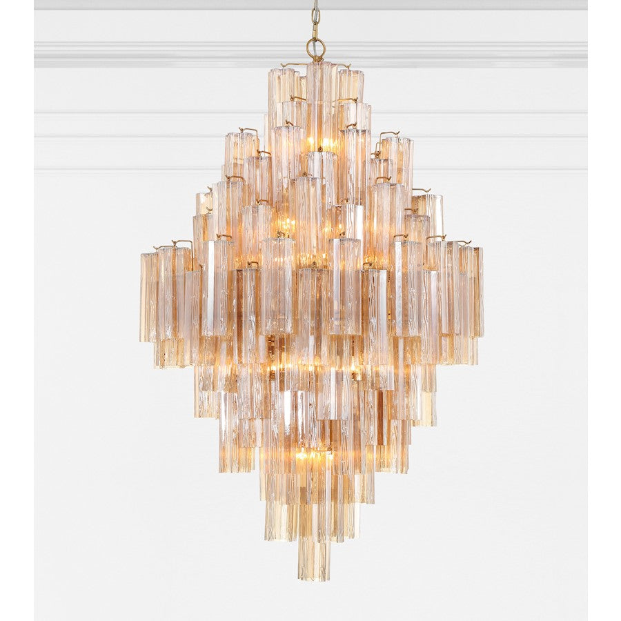 20 Light Chandelier, Aged Brass