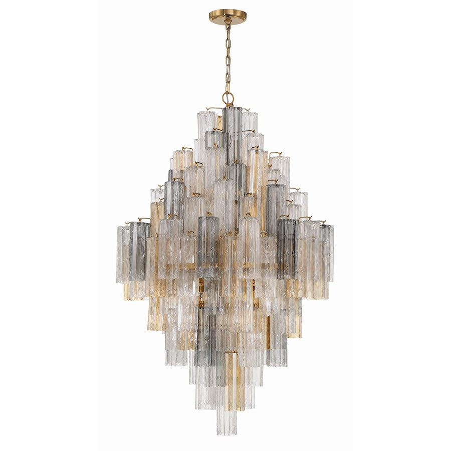 20 Light Chandelier, Aged Brass