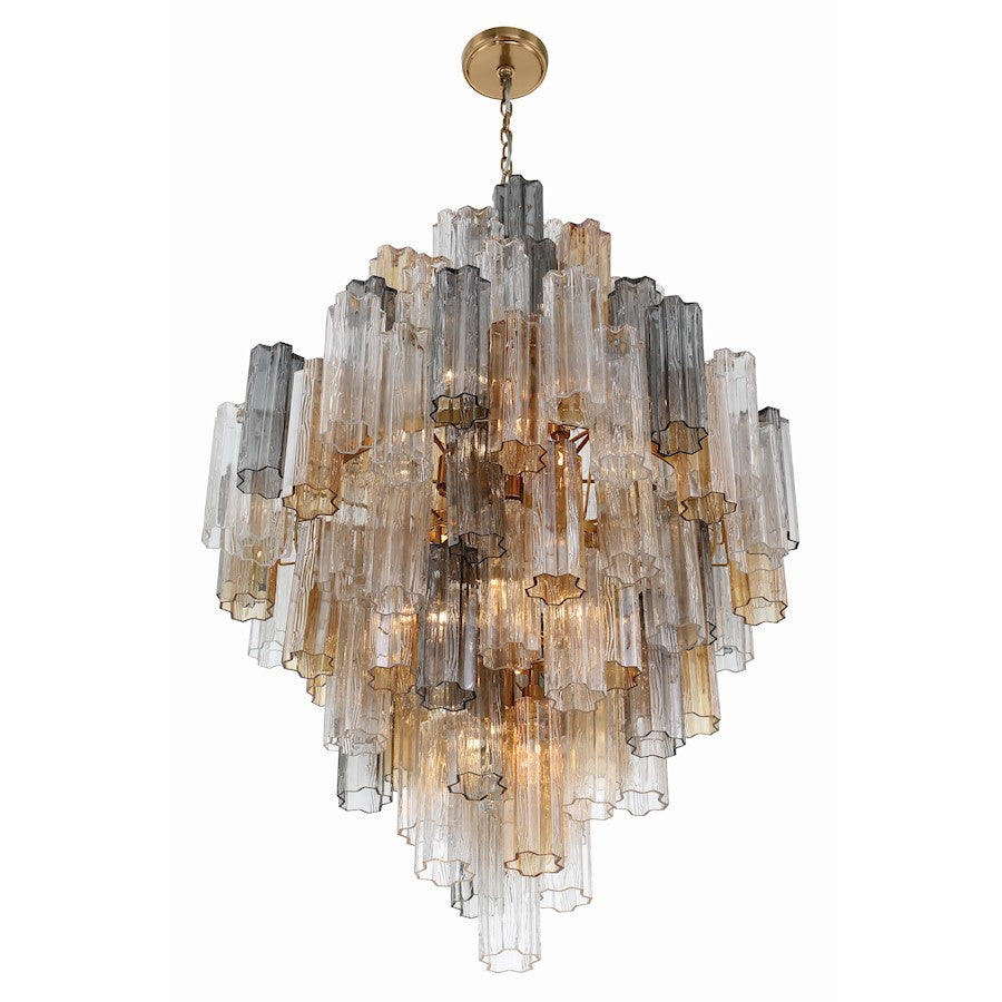 20 Light Chandelier, Aged Brass