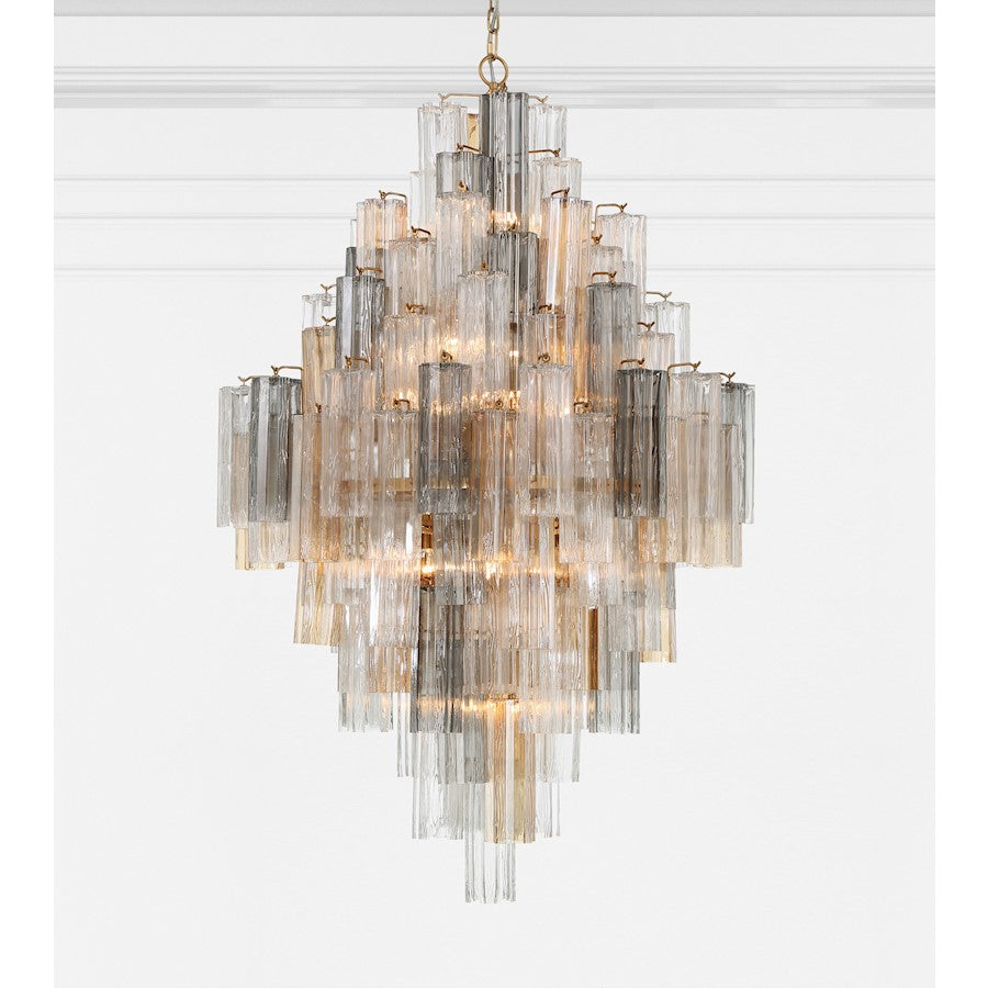 20 Light Chandelier, Aged Brass