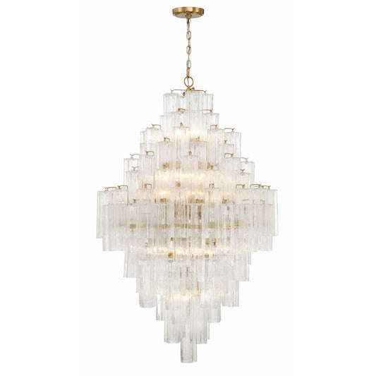 Crystorama Addis 20 Light Chandelier, Aged Brass - ADD-319-AG-CL