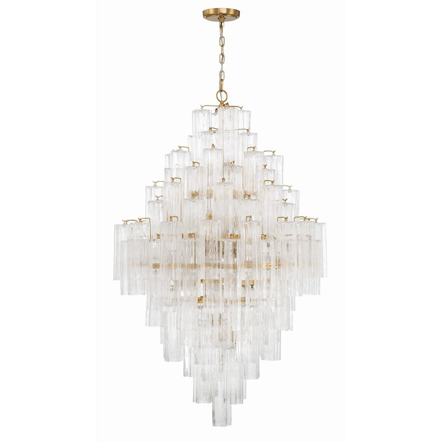 20 Light Chandelier, Aged Brass