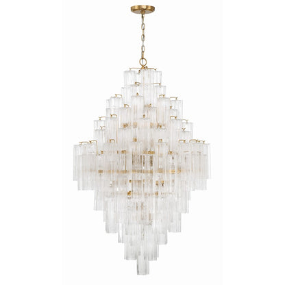 20 Light Chandelier, Aged Brass