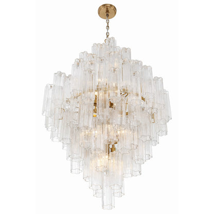 20 Light Chandelier, Aged Brass