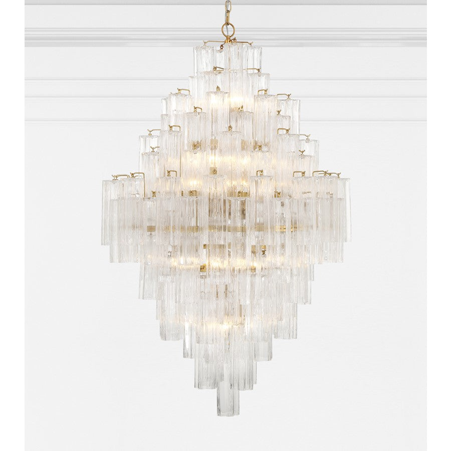 20 Light Chandelier, Aged Brass