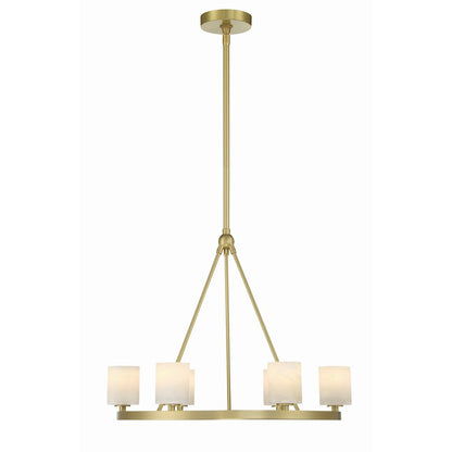 6 Light Chandelier, Soft Brass