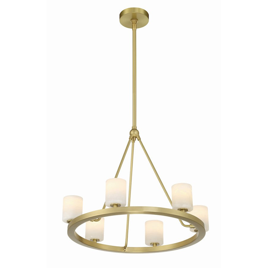 6 Light Chandelier, Soft Brass