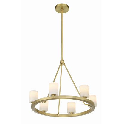 6 Light Chandelier, Soft Brass