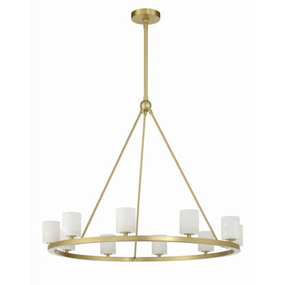 10 Light Chandelier, Soft Brass