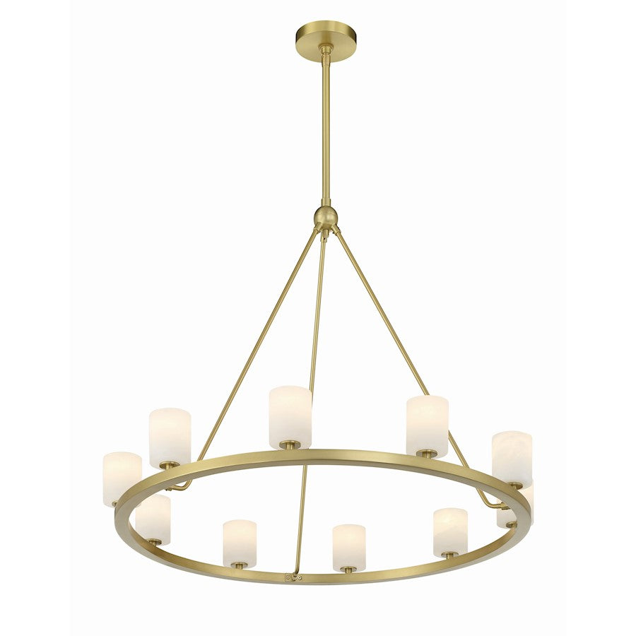 10 Light Chandelier, Soft Brass