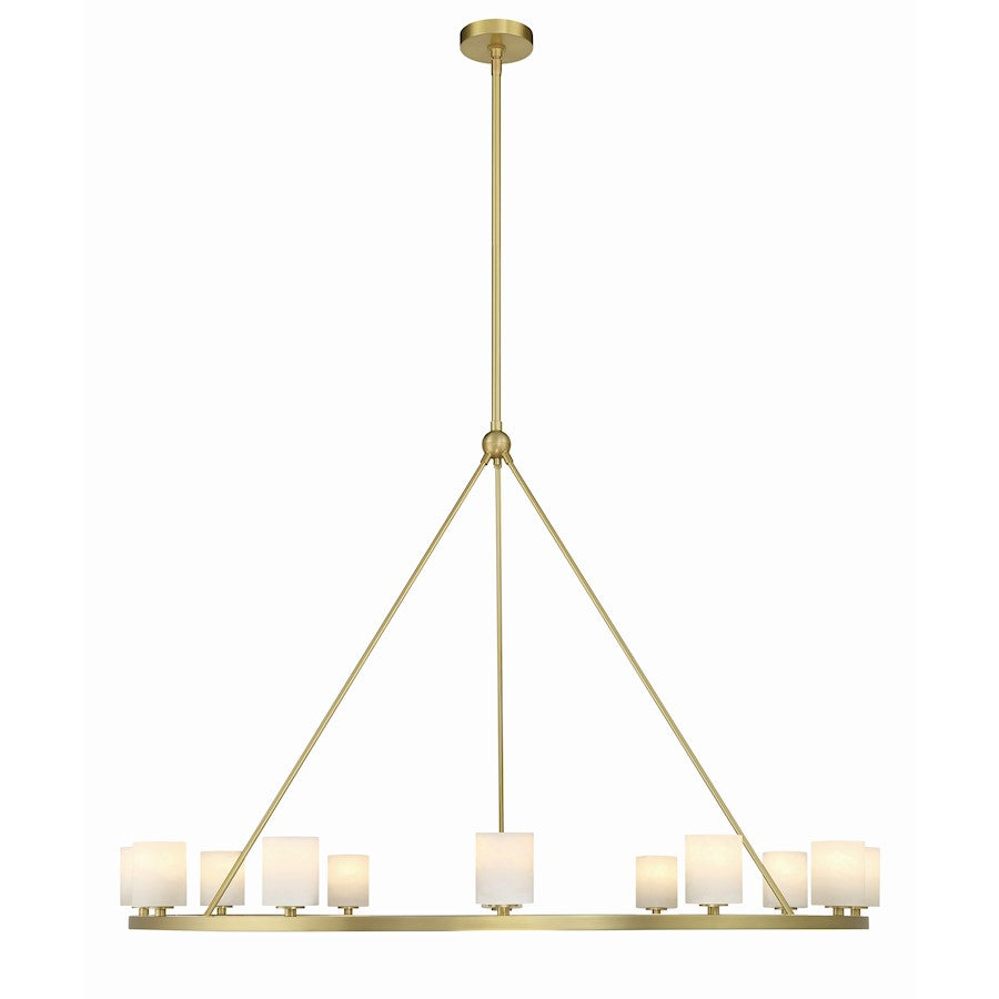 12 Light Chandelier, Soft Brass