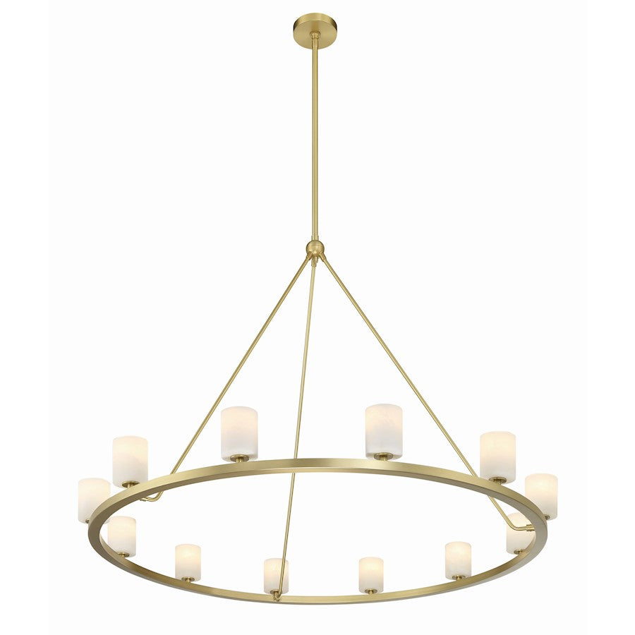 12 Light Chandelier, Soft Brass