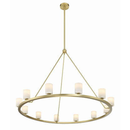 12 Light Chandelier, Soft Brass