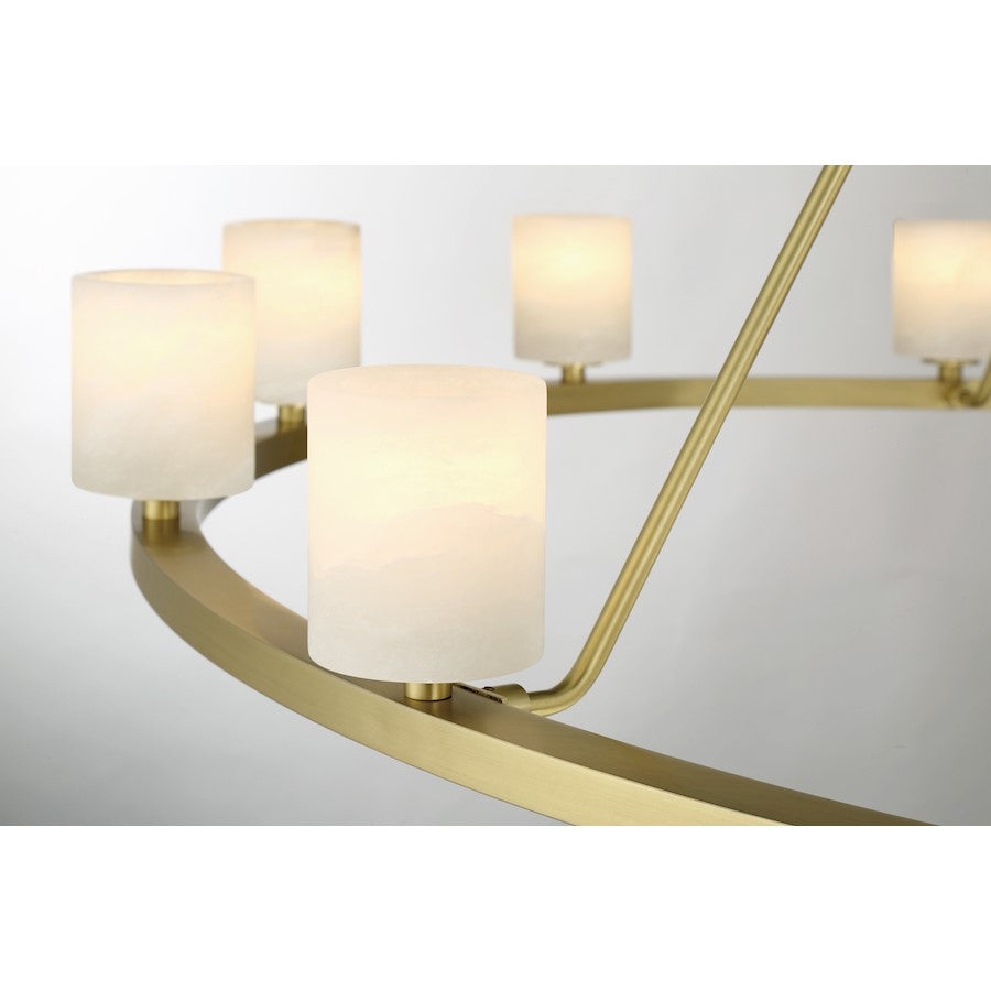 12 Light Chandelier, Soft Brass