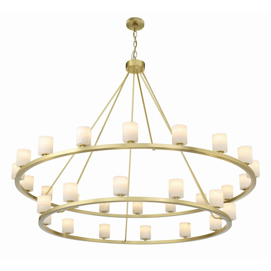 30 Light Chandelier, Soft Brass