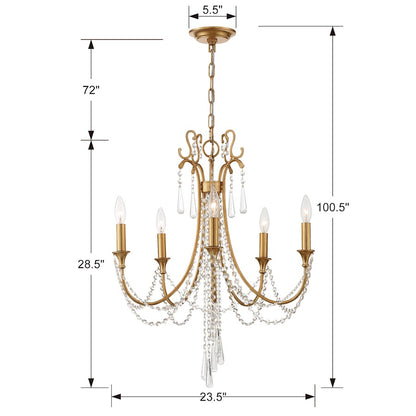 Arcadia Chandelier, Antique Gold