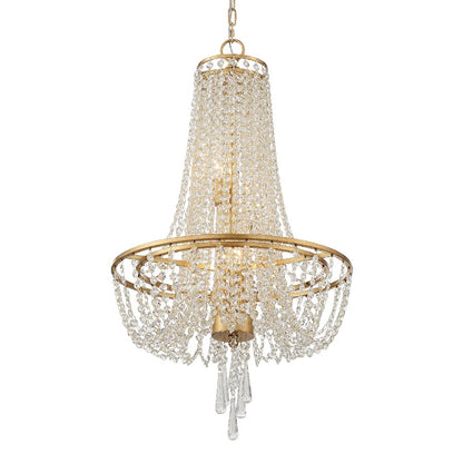 Crystorama Arcadia 4 Light Chandelier, Antique Gold - ARC-1907-GA-CL-MWP