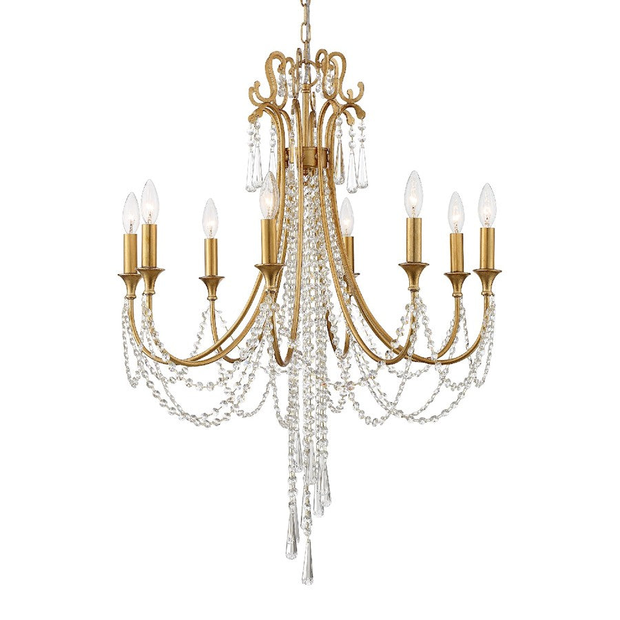 Crystorama Arcadia 8 Light Chandelier, Antique Gold - ARC-1908-GA-CL-MWP