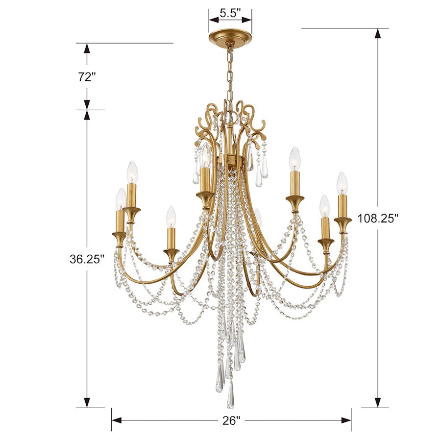 Arcadia Chandelier, Antique Gold