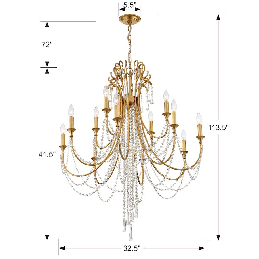 Arcadia Chandelier, Antique Gold