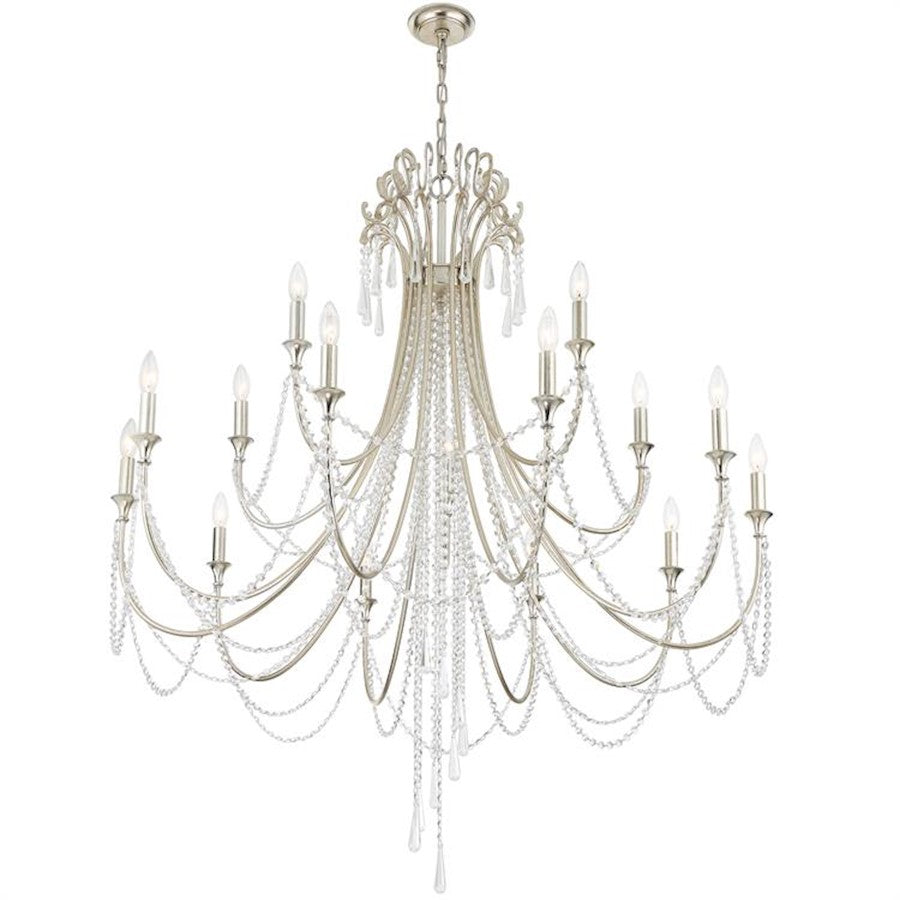 Crystorama Arcadia 15 Light Chandelier, Antique Silver - ARC-1919-SA-CL-MWP