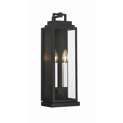 Crystorama Aspen 2 Light Outdoor Sconce, Matte Black - ASP-8912-MK