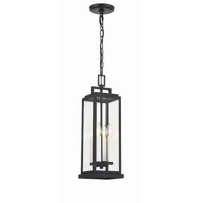 4 Light Outdoor Pendant, Matte Black