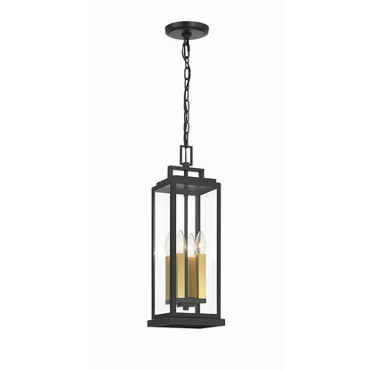 4 Light Outdoor Pendant, Matte Black