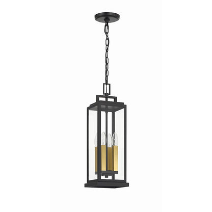 4 Light Outdoor Pendant, Matte Black