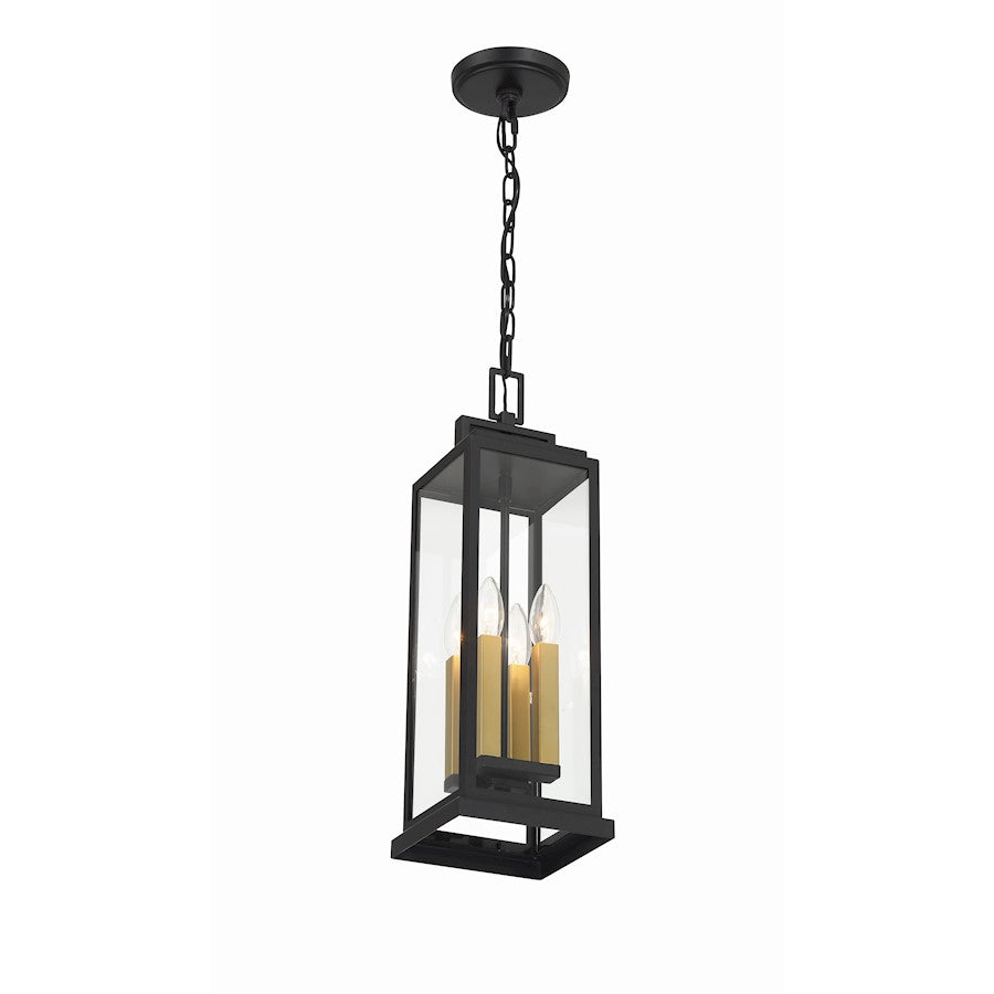 4 Light Outdoor Pendant, Matte Black