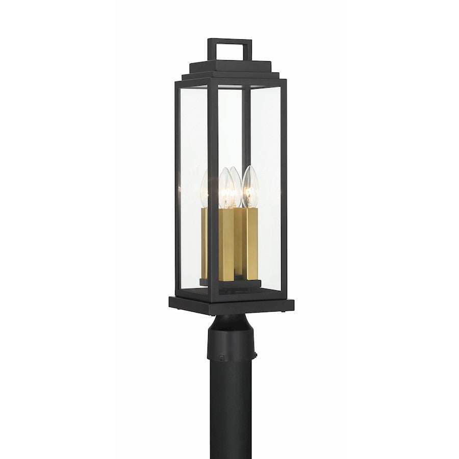 Crystorama Aspen 4 Light Outdoor Post, Matte Black