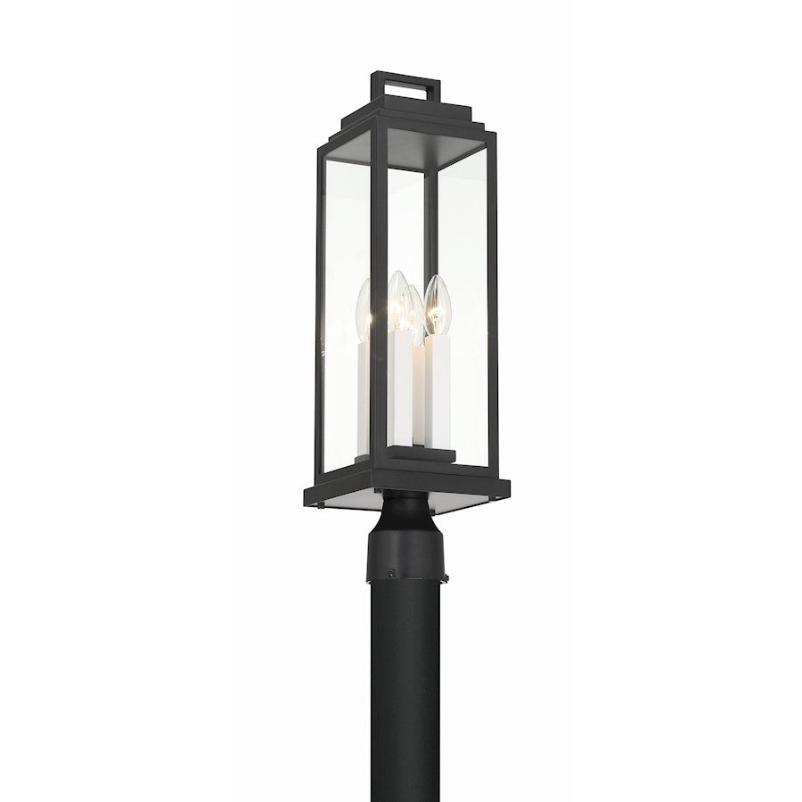 Crystorama Aspen 4 Light Outdoor Post, Matte Black