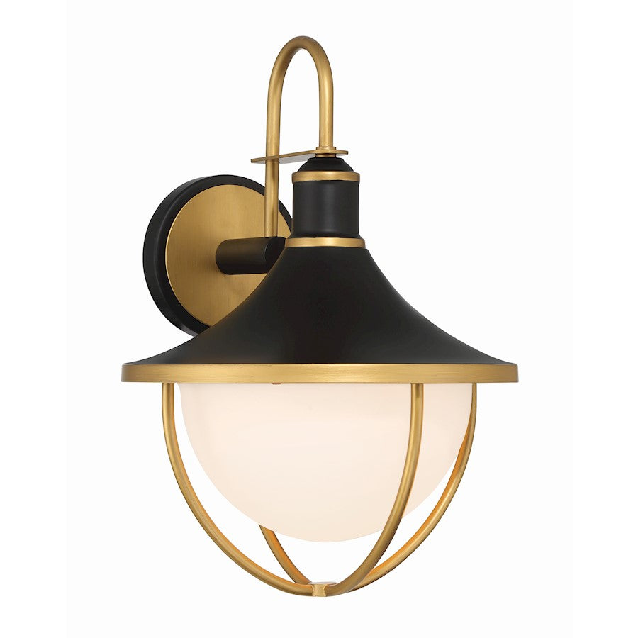 Crystorama Atlas 1 Light Outdoor Sconce, Black/Gold/White - ATL-702-MK-TG