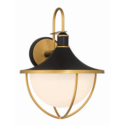 Crystorama Atlas 3 Light Outdoor Sconce, Black/Gold/White - ATL-703-MK-TG