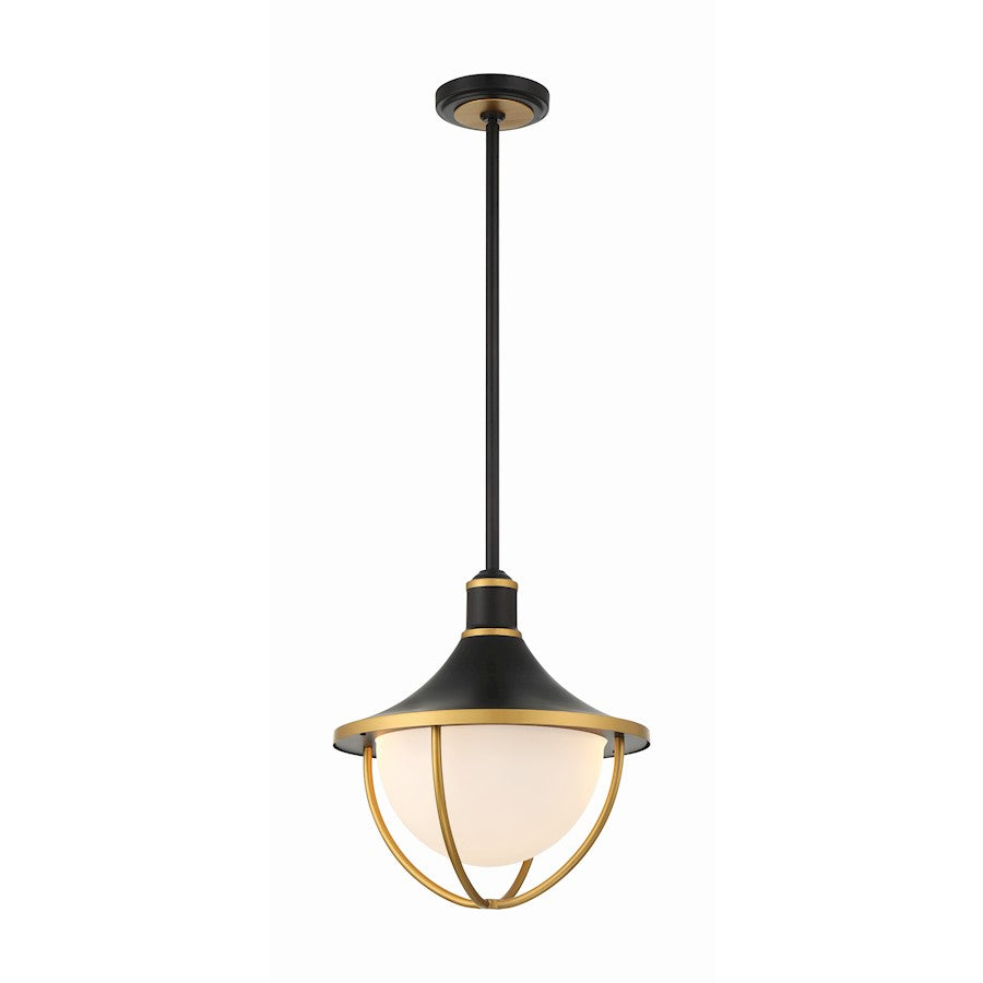 Crystorama Atlas 3 Light Outdoor Pendant, Black/Gold/White - ATL-705-MK-TG