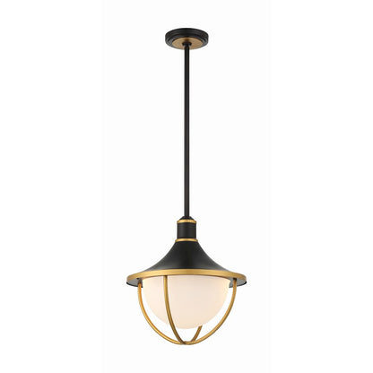 Crystorama Atlas 3 Light Outdoor Pendant, Black/Gold/White - ATL-705-MK-TG