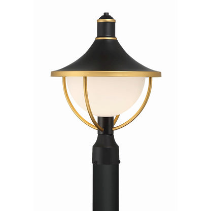 Crystorama Atlas 1 Light Outdoor Post, Black/Gold/White - ATL-709-MK-TG