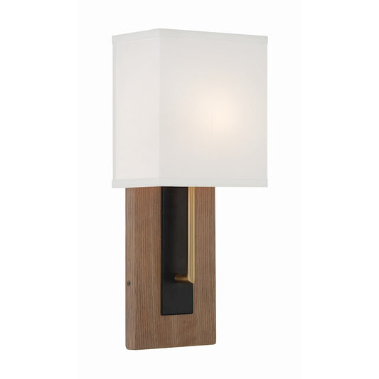 Crystorama Brent 1 Light Sconce, Matte Black/Vibrant Gold - BRE-A3633-MK-VG