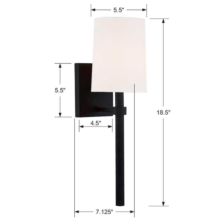 Bromley 1 Light Wall Mount, Black Forged