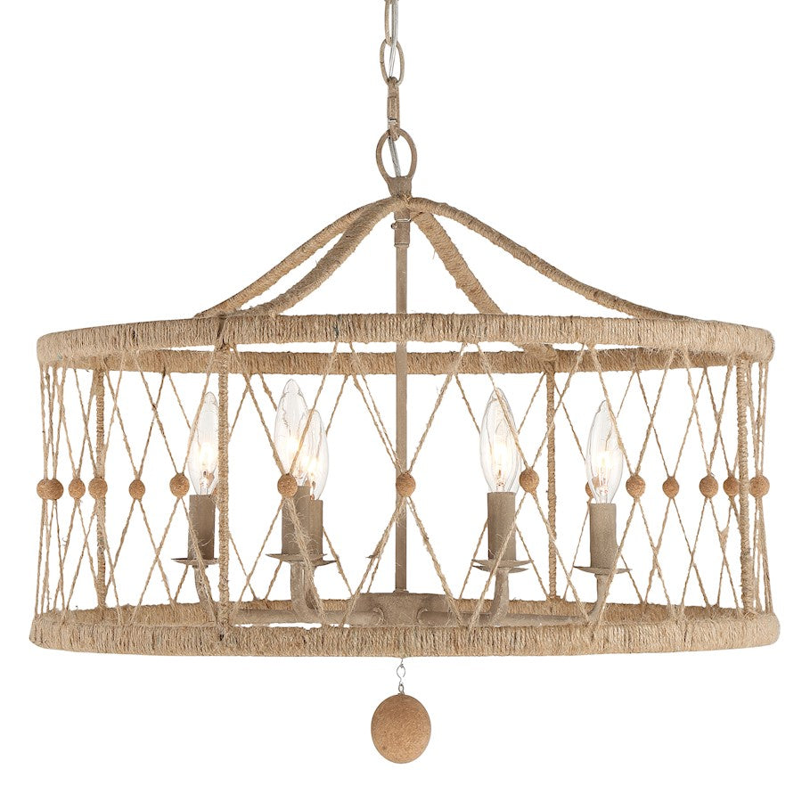 6 Light Chandelier, Burnished Silver