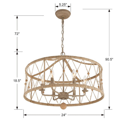 6 Light Chandelier, Burnished Silver