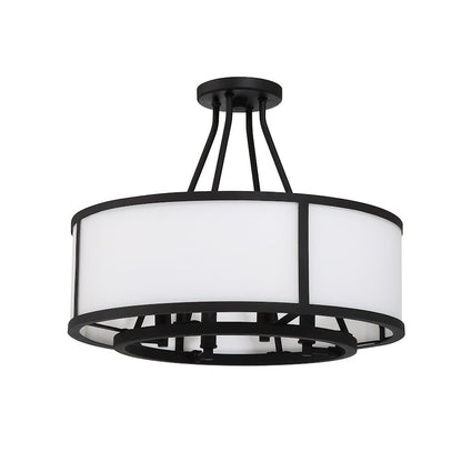 Crystorama Bryant 4 Light Semi Flush Mount, Black Forged