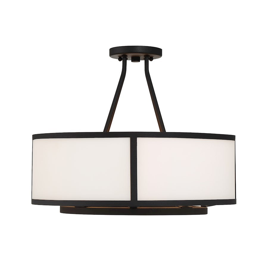 Crystorama Bryant 4 Light Semi Flush Mount, Black Forged