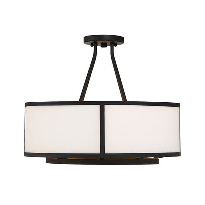 Crystorama Bryant 4 Light Semi Flush Mount, Black Forged