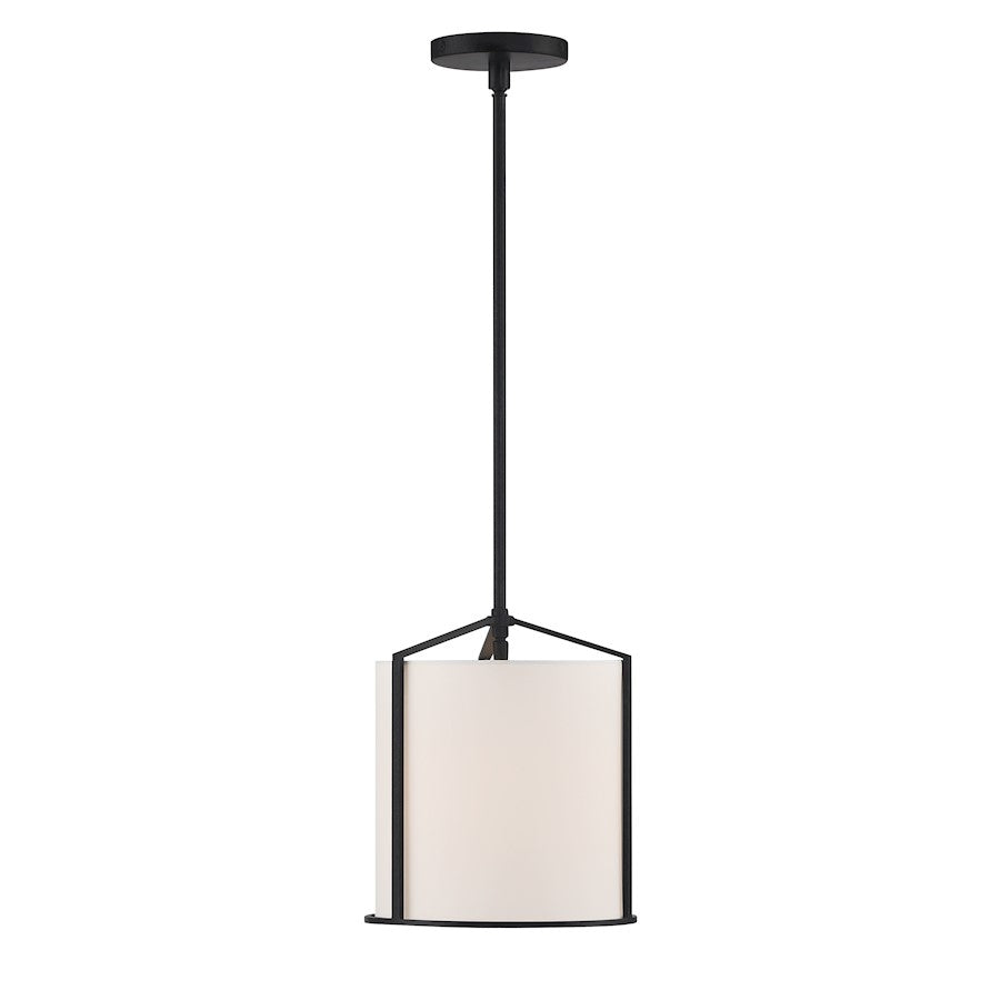 Crystorama Carlyn 1 Light Pendant, Black/White - CAR-9201-BK