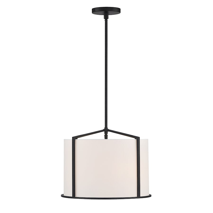 Crystorama Carlyn 4 Light Pendant, Black/White - CAR-9204-BK