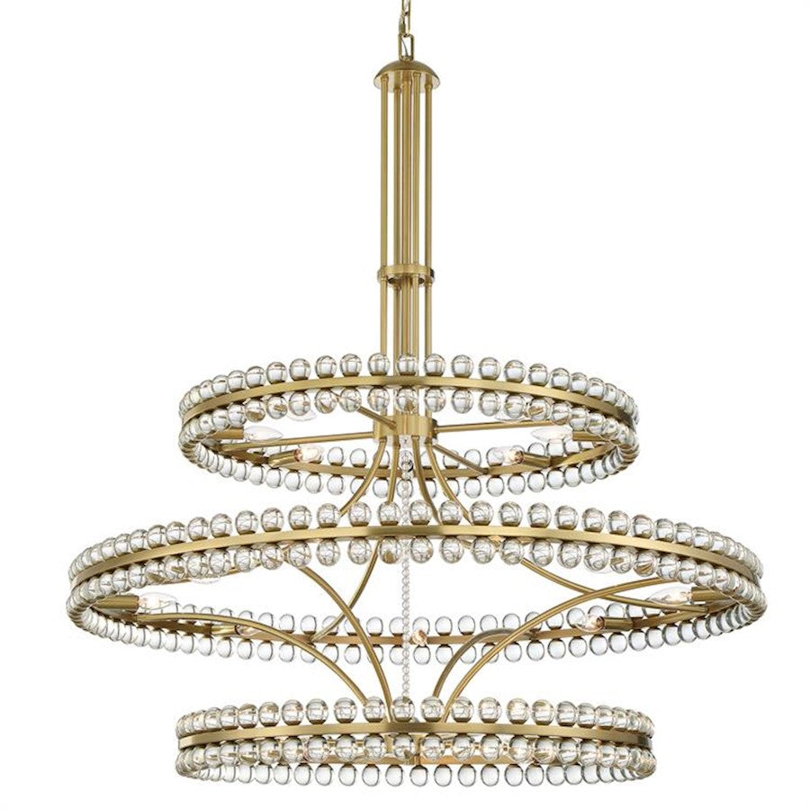 Crystorama Clover 24 Light Chandelier, Aged Brass - CLO-8000-AG