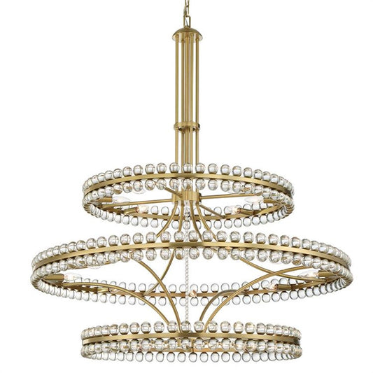 Crystorama Clover 24 Light Chandelier, Aged Brass - CLO-8000-AG