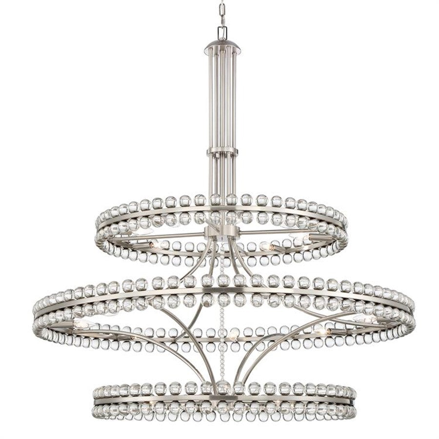 Crystorama Clover 24 Light Chandelier, Brushed Nickel - CLO-8000-BN